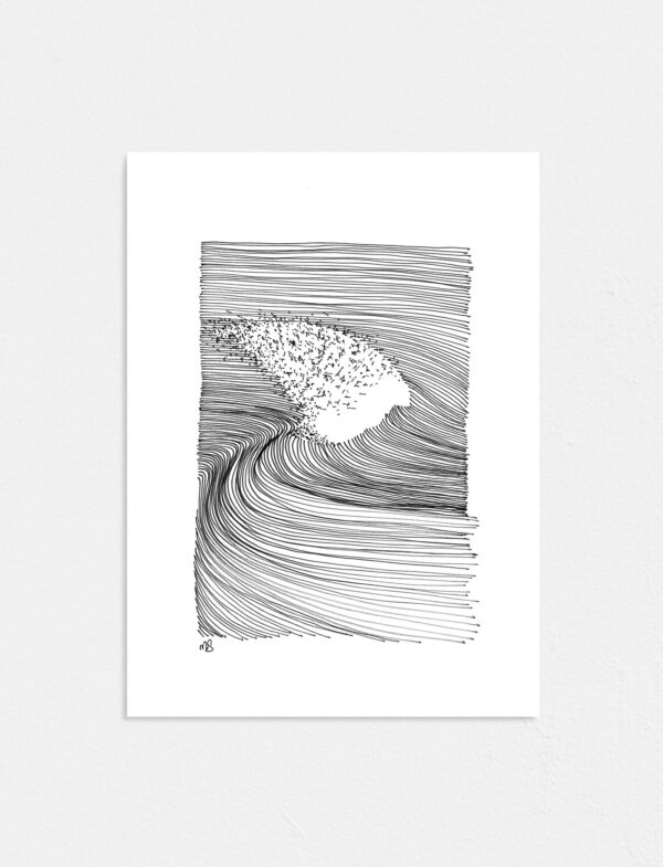 Drawing sketch artwork of peeling surf break by Matt Sterne / Slide Effect